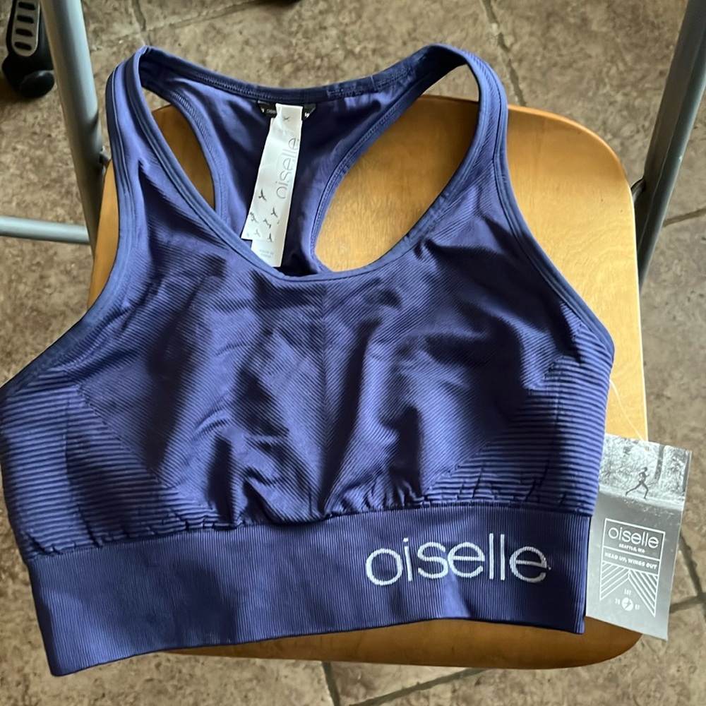 Oiselle Blue Sports Bra- size Large